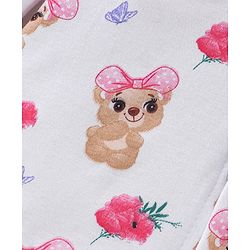 Babyhug 100% Cotton Full Sleeves Romper With Teddy Print - White
