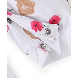 Babyhug 100% Cotton Full Sleeves Romper With Teddy Print - White