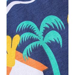 Babyhug 100% Cotton Interlock Knit Half Sleeves Beach Theme Romper - Multicolor