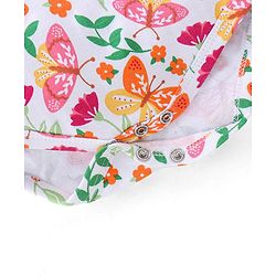 Babyhug 100% Cotton Sleeveless Onesie With Floral Print - White & Pink