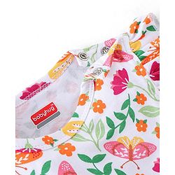 Babyhug 100% Cotton Sleeveless Onesie With Floral Print - White & Pink