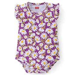 Babyhug 100% Cotton Sleeveless Onesie With Floral Print - Purple