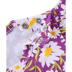 Babyhug 100% Cotton Sleeveless Onesie With Floral Print - Purple