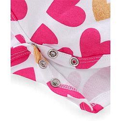 Babyhug 100% Cotton Knit Sleeveless Onesie With Heart Print - White & Pink