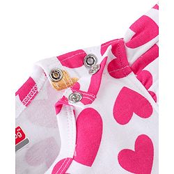 Babyhug 100% Cotton Knit Sleeveless Onesie With Heart Print - White & Pink