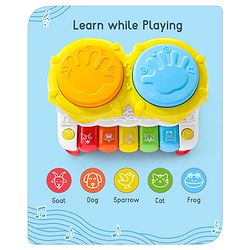 Babyhug 2 In 1 Musical Drum Piano With Lights and Animal Sounds| Volume Control Early Educational Learning Toy| Musical Toy with Flashing Lights Drum Keyboard for 3 Years+ Kids| Gifting Toy| BIS Certified
