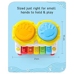 Babyhug 2 In 1 Musical Drum Piano With Lights and Animal Sounds| Volume Control Early Educational Learning Toy| Musical Toy with Flashing Lights Drum Keyboard for 3 Years+ Kids| Gifting Toy| BIS Certified