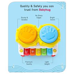 Babyhug 2 In 1 Musical Drum Piano With Lights and Animal Sounds| Volume Control Early Educational Learning Toy| Musical Toy with Flashing Lights Drum Keyboard for 3 Years+ Kids| Gifting Toy| BIS Certified