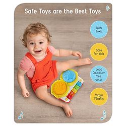 Babyhug 2 In 1 Musical Drum Piano With Lights and Animal Sounds| Volume Control Early Educational Learning Toy| Musical Toy with Flashing Lights Drum Keyboard for 3 Years+ Kids| Gifting Toy| BIS Certified