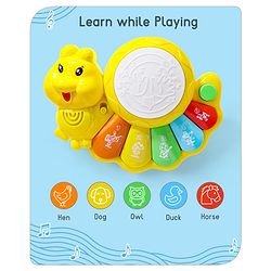 Babyhug Learn N Play Caterpillar Musical Drum Piano With Lights and Animal Sounds| Volume Control Early Educational Learning Toy| Musical Toy with Flashing Lights Drum Piano for 3 Years+ Kids| Gifting Toy| BIS Certified