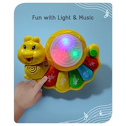 Babyhug Learn N Play Caterpillar Musical Drum Piano With Lights and Animal Sounds| Volume Control Early Educational Learning Toy| Musical Toy with Flashing Lights Drum Piano for 3 Years+ Kids| Gifting Toy| BIS Certified
