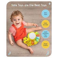 Babyhug Learn N Play Caterpillar Musical Drum Piano With Lights and Animal Sounds| Volume Control Early Educational Learning Toy| Musical Toy with Flashing Lights Drum Piano for 3 Years+ Kids| Gifting Toy| BIS Certified