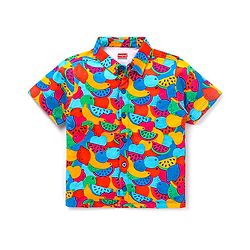 Babyhug 100% Cotton Knit Half Sleeves Regular Collar Shirt With Watermelon Print- Multicolor