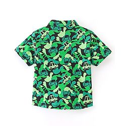 Babyhug 100% Cotton Knit Half Sleeve Shirt With Car Print - Green