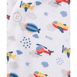 Babyhug 100% Cotton Knit Half Sleeve Shirt With Aircraft Print - White