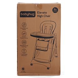 Babyhug High Chair with 7 Level Height Adjustment & Removable Cushion Seat- Navy Blue| Reclining Seat| Compact Fold| Lockable Wheels| Removable Double Food Tray| Adjustable Foot-rest| Storage Basket