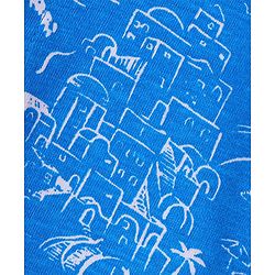 Babyhug Cotton Knit Half Sleeves Shirt Beach Theme Print- Blue