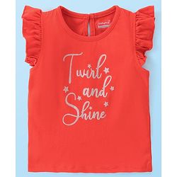 Babyhug Cotton Knit Frill Sleeves Kitty Print T-Shirts Pack of 3 - Red Pink & White