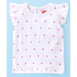 Babyhug Cotton Knit Frill Sleeves Kitty Print T-Shirts Pack of 3 - Red Pink & White