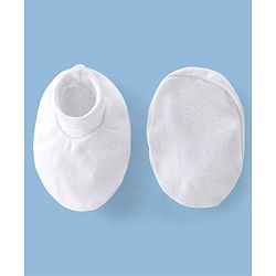 Babyhug 100% Cotton Interlock Knit Sleeveless Solid Color Onesies with Hair Band & Booties - White