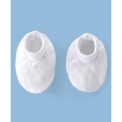 Babyhug 100% Cotton Interlock Knit Sleeveless Solid Color Onesies with Hair Band & Booties - White