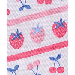 Babyhug 100% Cotton Knit Sleeveless Asymmetrical Top with Frill Detailing Cherry Print - White & Pink