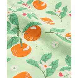 Babyhug Cotton Knit One Shoulder Sleeves   Top  with Frill Detailing Orange & Floral  Print - Green