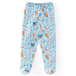 Babyhug Cotton Knit Footed Bootie Leggings Bunny Printed  Pack of 3 - Blue & Peach