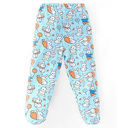Babyhug Cotton Knit Footed Bootie Leggings Bunny Printed  Pack of 3 - Blue & Peach