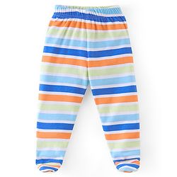 Babyhug Cotton Knit Footed Bootie Leggings Bunny Printed  Pack of 3 - Blue & Peach