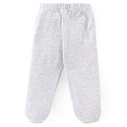 Babyhug Interlock Cotton Knit Footed Bootie Pants Stripes & Big Cat Print Pack of 3 - Yellow Green & Grey