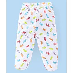 Babyhug Cotton Full Length Bootie Leggings Car Print Pack of 3 - Green White & Red