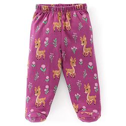 Babyhug Cotton Full Length Bootie Leggings Deer Print Pack of 3 - Pink & Blue
