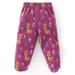 Babyhug Cotton Full Length Bootie Leggings Deer Print Pack of 3 - Pink & Blue