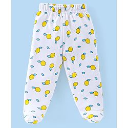 Babyhug Cotton Knit Footed Bootie Legging With Star & Lemon Print Pack of 3  - Red White & Pink