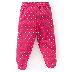 Babyhug Cotton Knit Footed Bootie Legging With Star & Lemon Print Pack of 3  - Red White & Pink