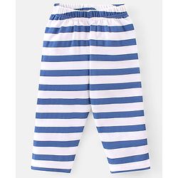 Babyhug Interlock Knit Full Sleeves Night Suit Stripes & Bear Print - Blue