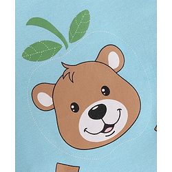 Babyhug Interlock Knit Full Sleeves Night Suit Stripes & Bear Print - Blue