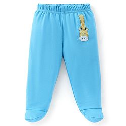 Babyhug Cotton Full Length Bootie Leggings Stripes & Giraffe Print Pack Of 3- Blue