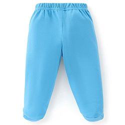 Babyhug Cotton Full Length Bootie Leggings Stripes & Giraffe Print Pack Of 3- Blue