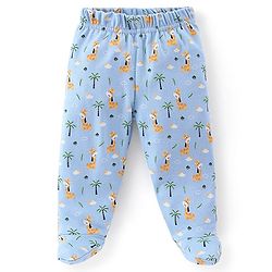 Babyhug Cotton Full Length Bootie Leggings Stripes & Giraffe Print Pack Of 3- Blue