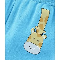 Babyhug Cotton Full Length Bootie Leggings Stripes & Giraffe Print Pack Of 3- Blue