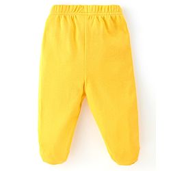 Babyhug Cotton Footed Bootie Leggings Striped & Dino Print Pack of 3 - White Blue & Yellow