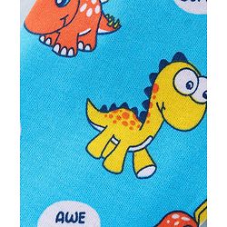 Babyhug Cotton Footed Bootie Leggings Striped & Dino Print Pack of 3 - White Blue & Yellow