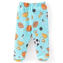 Babyhug Cotton Knit Footed Bootie Leggings Striped  Pack of 3 - Blue & Peach