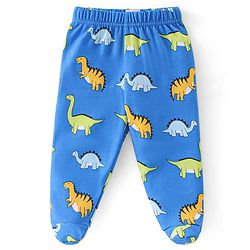 Babyhug Cotton Full Length Bootie Leggings Dino Print Pack of 3 - Green & Blue