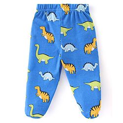Babyhug Cotton Full Length Bootie Leggings Dino Print Pack of 3 - Green & Blue