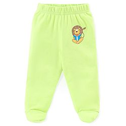 Babyhug Cotton Interlock Knit Footed Bootie Leggings Striped & Bear Print Pack of 3 - Blue & Green