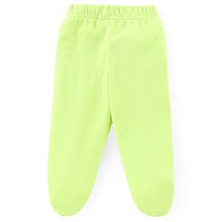 Babyhug Cotton Interlock Knit Footed Bootie Leggings Striped & Bear Print Pack of 3 - Blue & Green