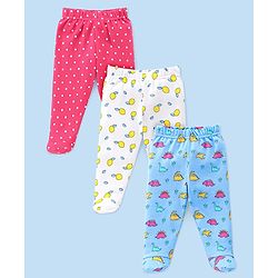 Babyhug Cotton Interlock Knit Bootie Legging Dino Print Pack of 3 - Multicolor